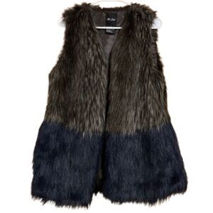 Me Jane Women’s Two Tone Faux Fur Vest Jacket Sz-M